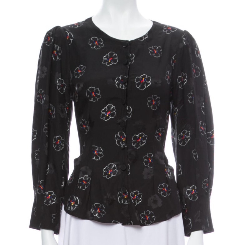 Veronica Beard Flower Blouse. US6